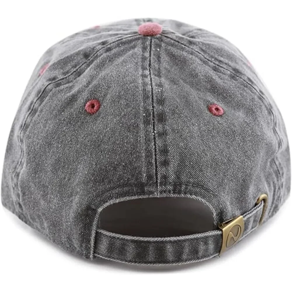 Unisex Black & Burgundy 100% Cotton Pigment Adjustable Baseball Six Panel Cap - Picture 3 of 3